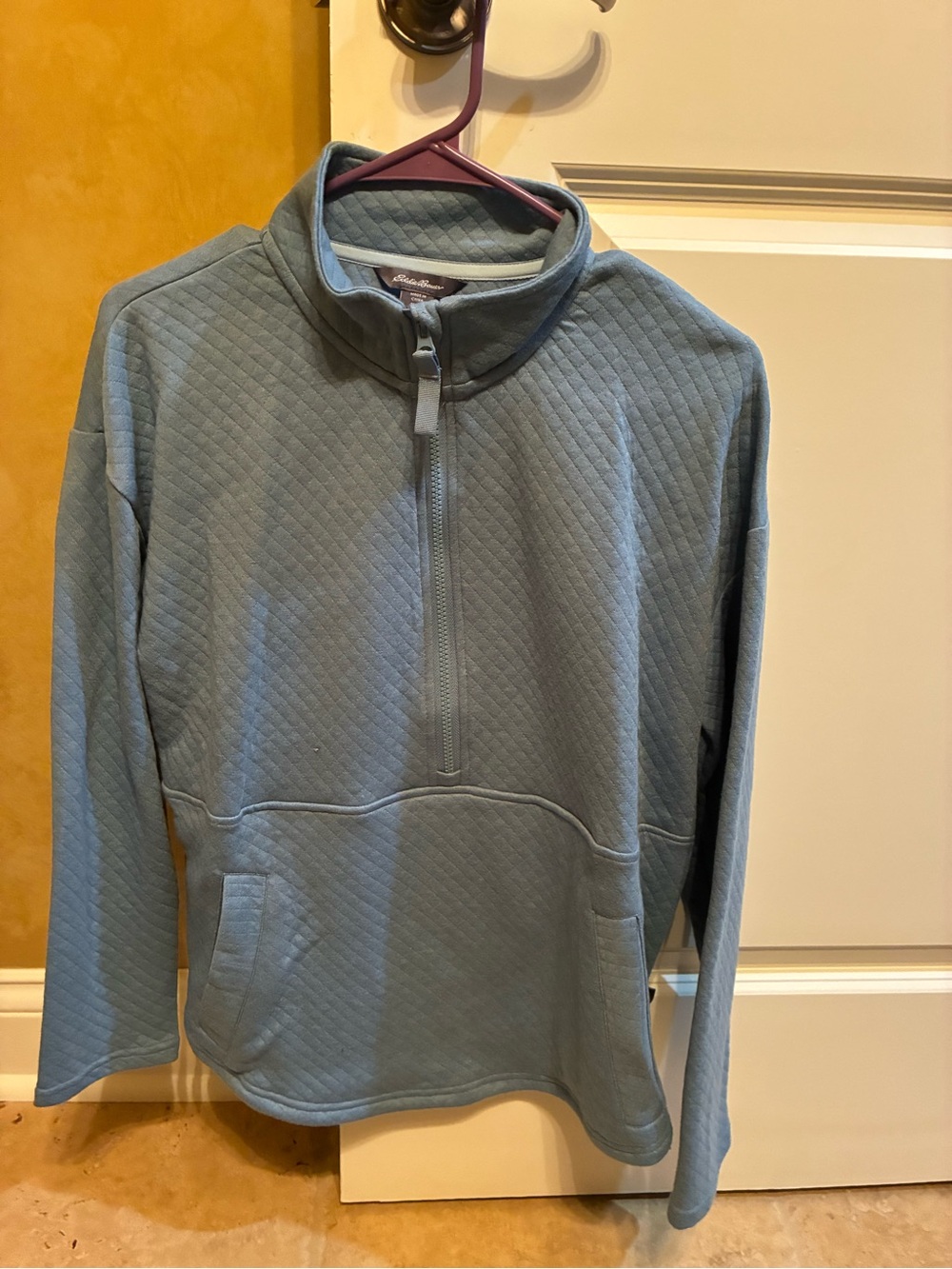 Eddie Bauer Quilted Half-Zip Pullover - Dusty Blue